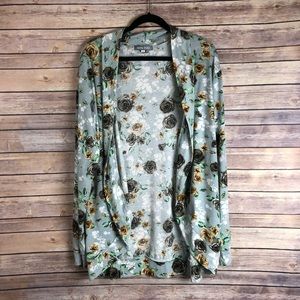 Open Front Cardigan Sweater floral print
